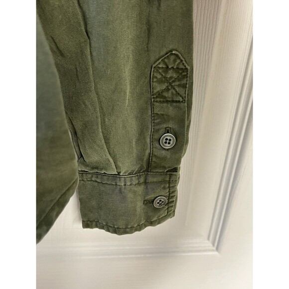 Paige Button Down Tencel Blouse Army Green Size Extra Small XS - Picture 3 of 8
